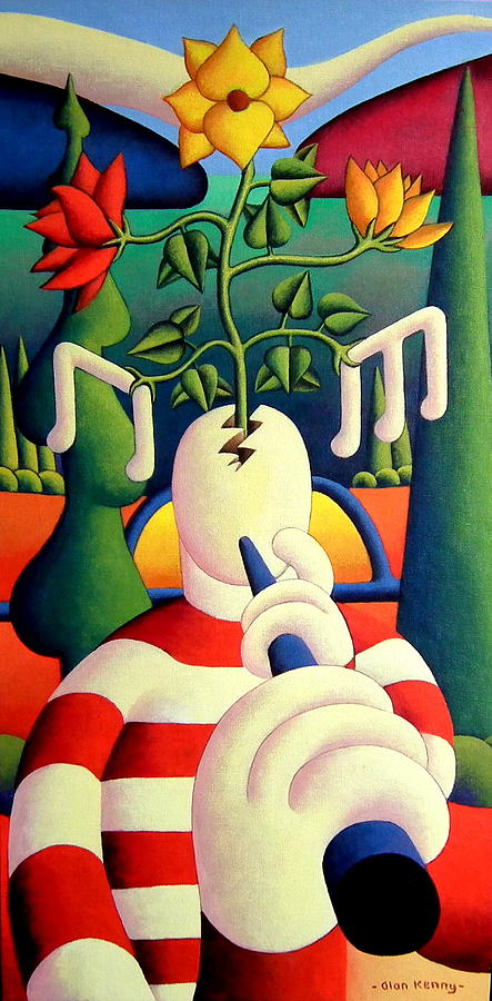Creative Soft Musician With Emerging Flowers Painting by Alan Kenny