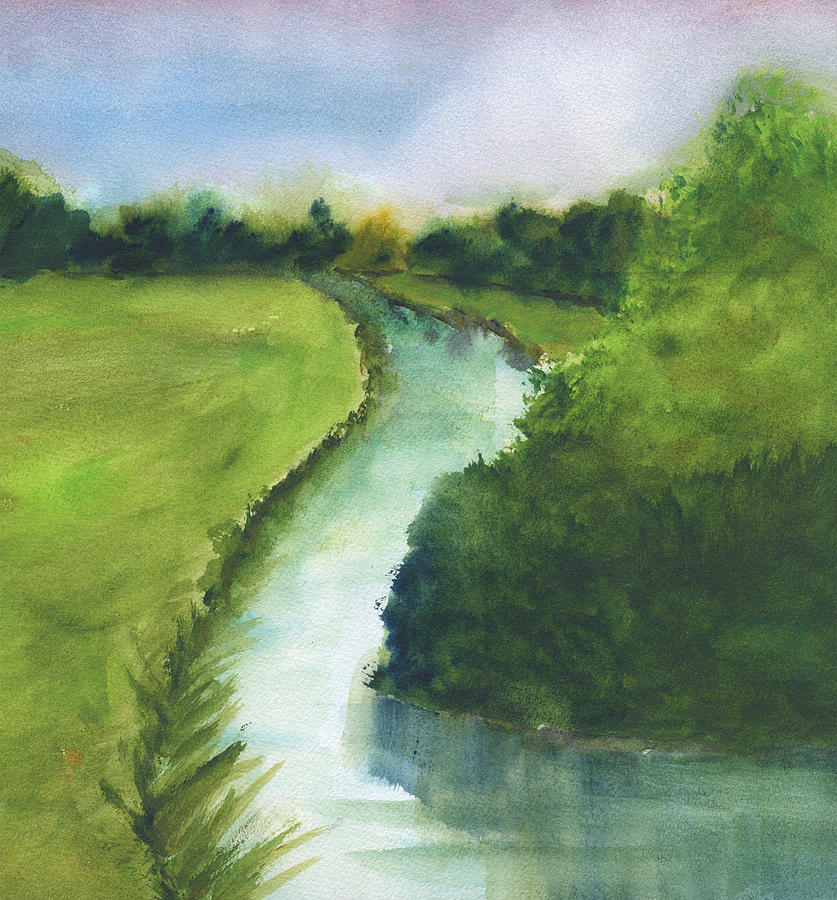 Creek and Twilight Painting by Frank Bright