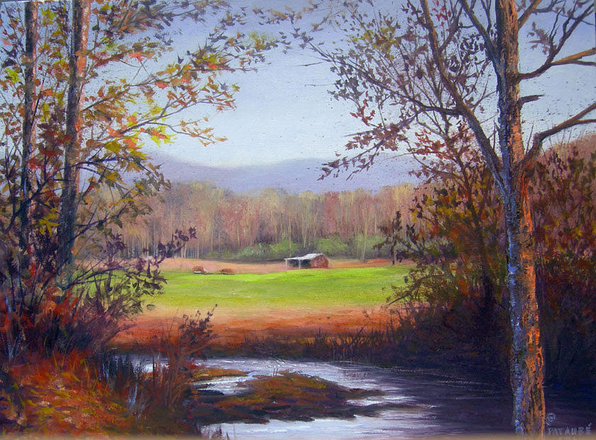 Landscape Painting - Creek at Cartwrights II by Pat Aube Gray Landscape Painting - Creek at Cartwrights II by Pat Aube Gray