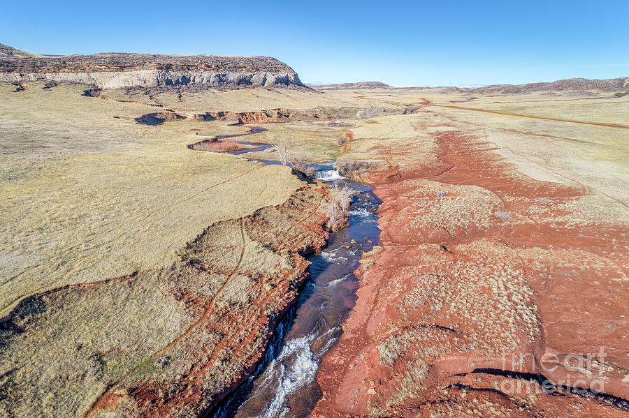 creek at  Colorado foothills - aerial view Photograph by Marek Uliasz