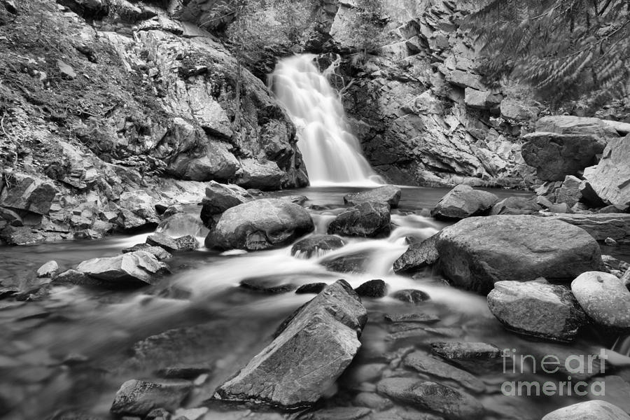 Creek Blow Falls Creek Falls Black And White Photograph by Adam Jewell