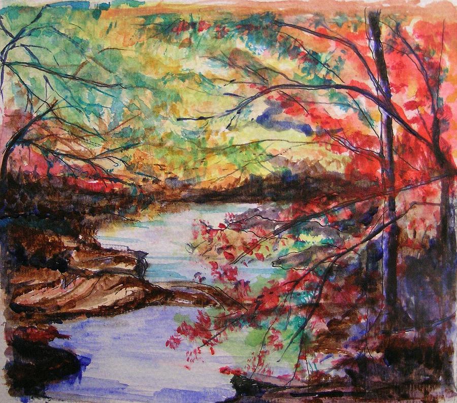 Creek Blue Ridge Mountains Painting by Lizzy Forrester
