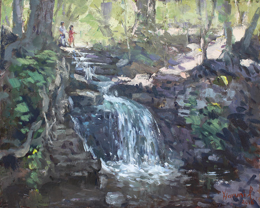 Creek Falls  Painting by Ylli Haruni