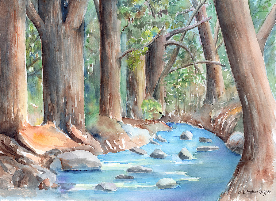 Creek In The Woods Painting by Arline Wagner