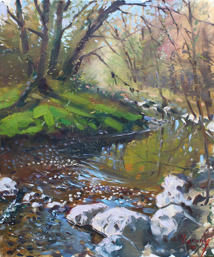 Tree Painting - Creek in the Woods by Ylli Haruni