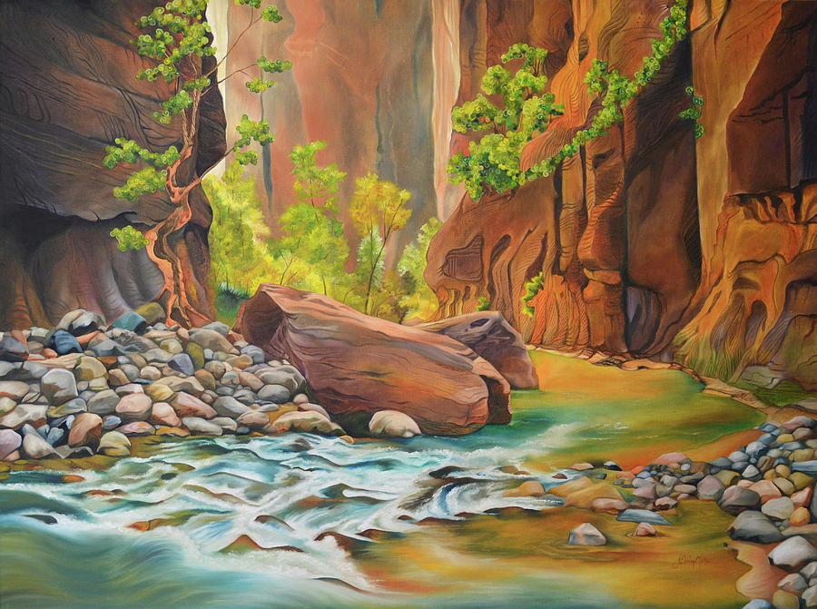 Creek in Zion Painting by Sabrina Motta