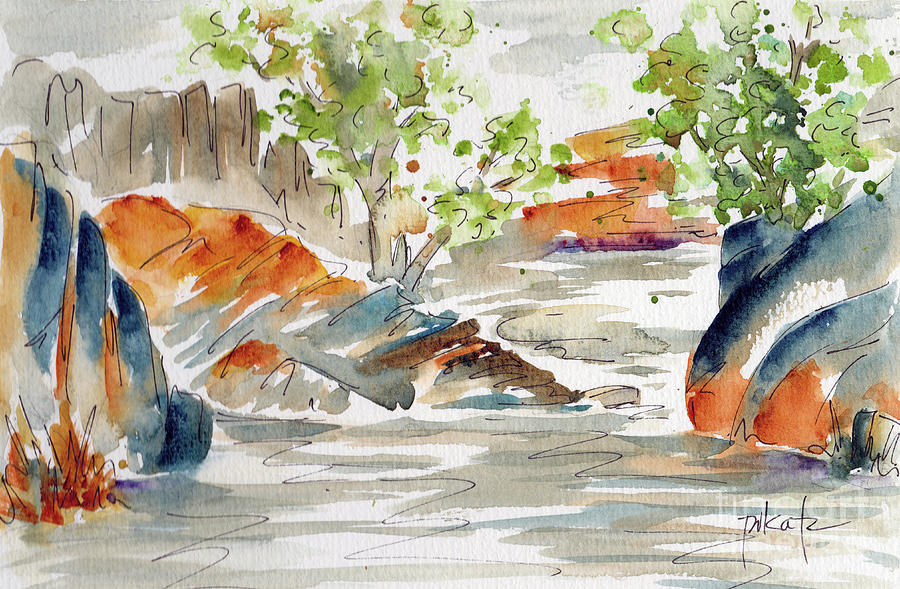 Impressionism Painting - Creekside Sabino Canyon Tucson by Pat Katz
