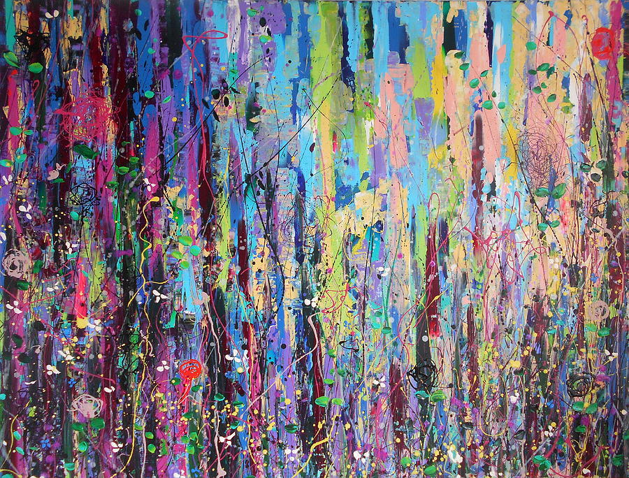Abstract Painting - Creeping Beauty - LARGE WORK by Angie Wright