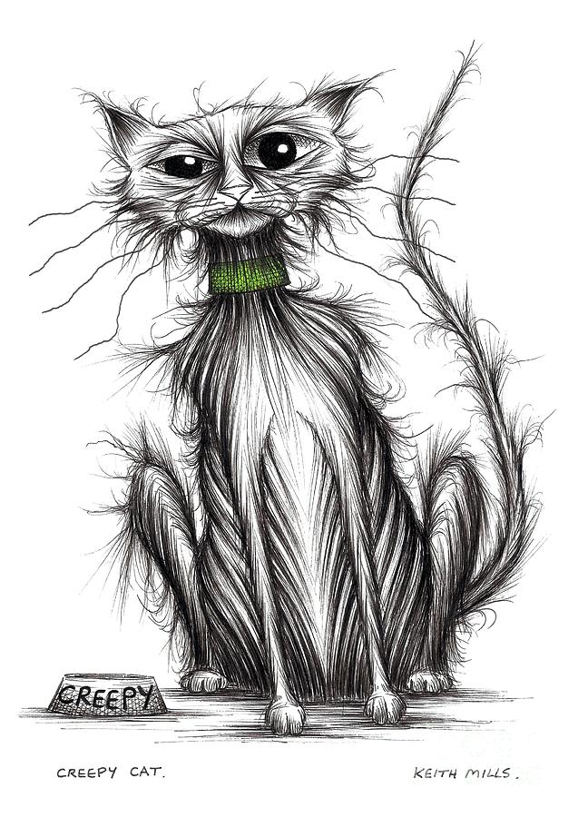 Creepy cat Drawing by Keith Mills Fine Art America