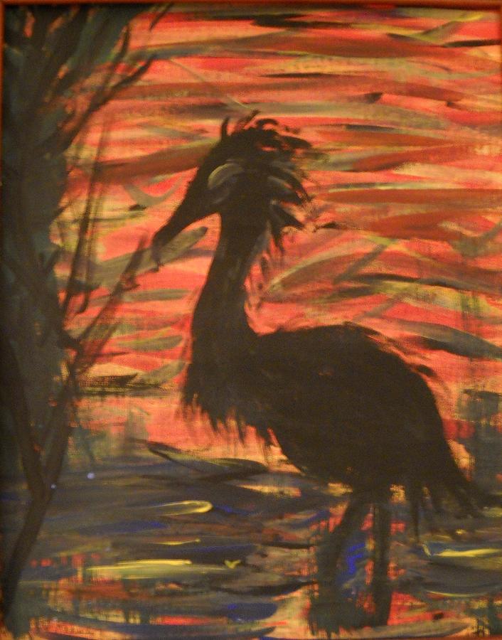 Creepy Crane Painting by Leslie Revels