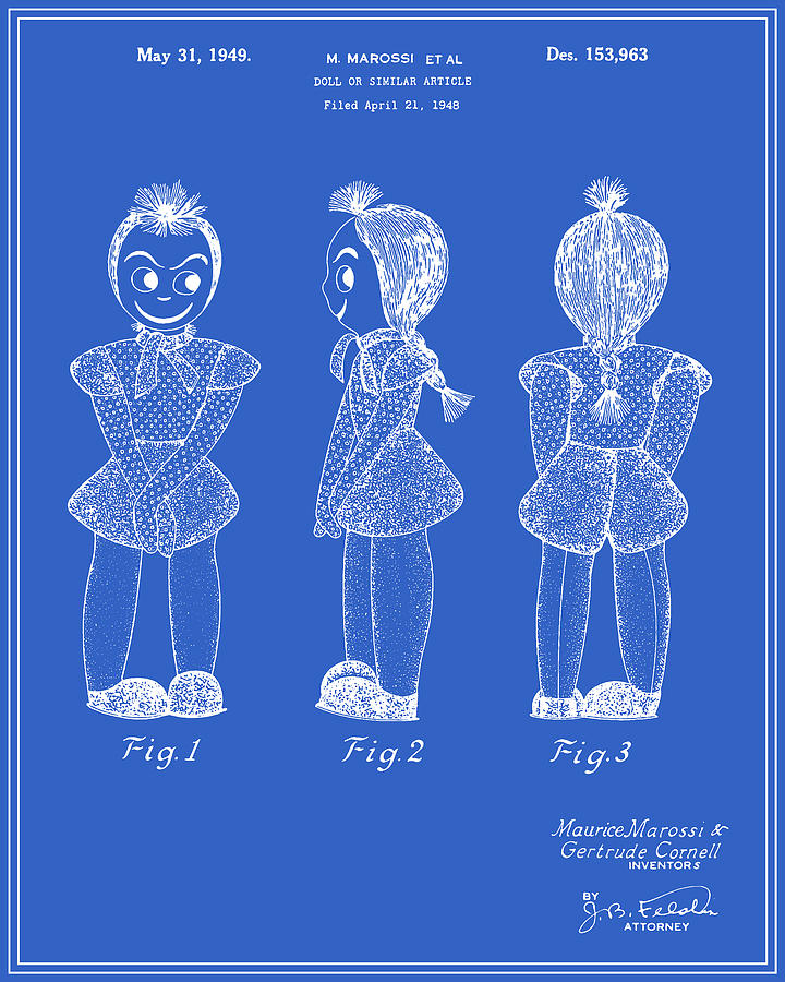 Creepy Doll Patent - Blueprint Digital Art by Finlay McNevin - Pixels