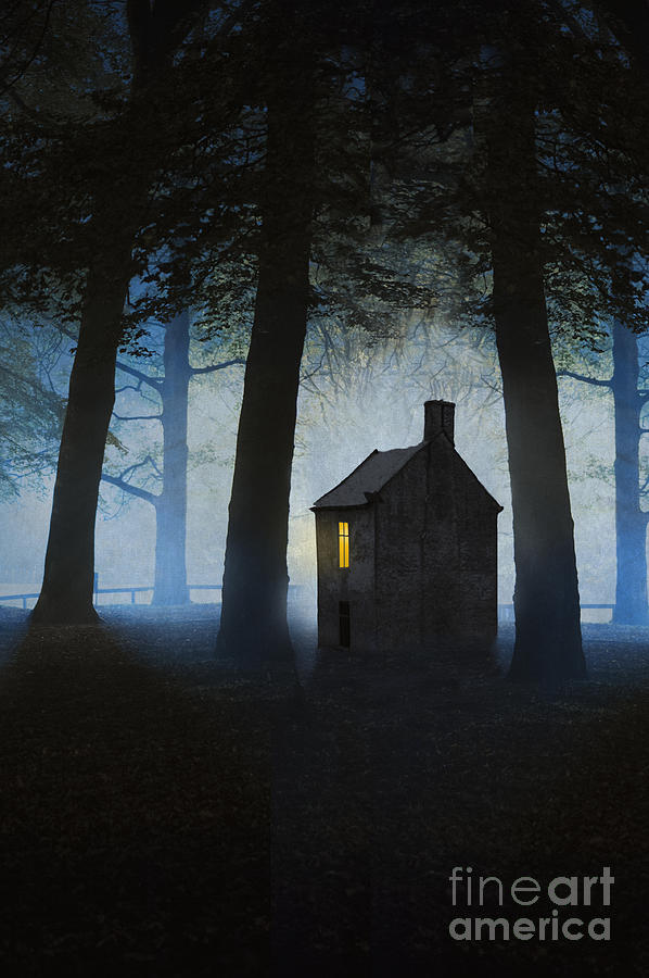 Creepy House In Foggy Woodland At Night  Photograph by Lee Avison