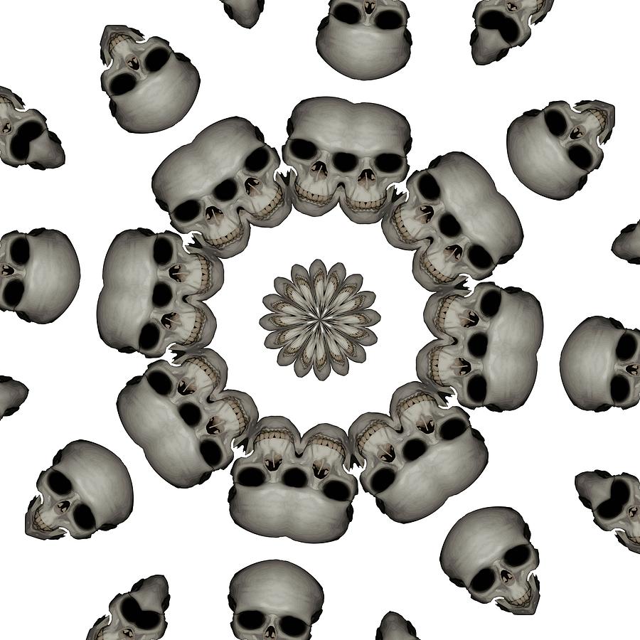 Nirvana Digital Art - Creepy Human Skull Mandala by Taiche Acrylic Art