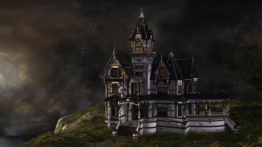 Creepy Mansion Digital Art by Marie-Pier Larocque