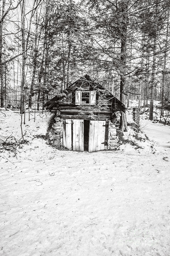 Creepy Winter Cabin in the Woods Photograph by Edward Fielding