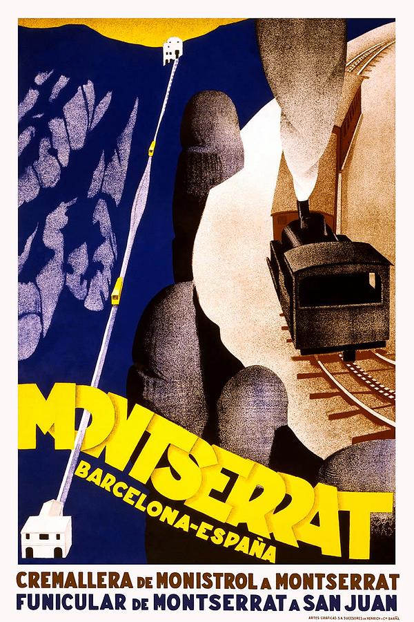 Cremallera De Monistrol A Montserrat - Railway - Retro travel Poster - Vintage Poster  Mixed Media by Studio Grafiikka