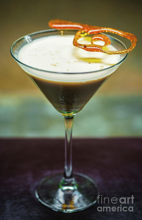 Creme Caramel Cream Martini Cocktail Drink Glass Photograph