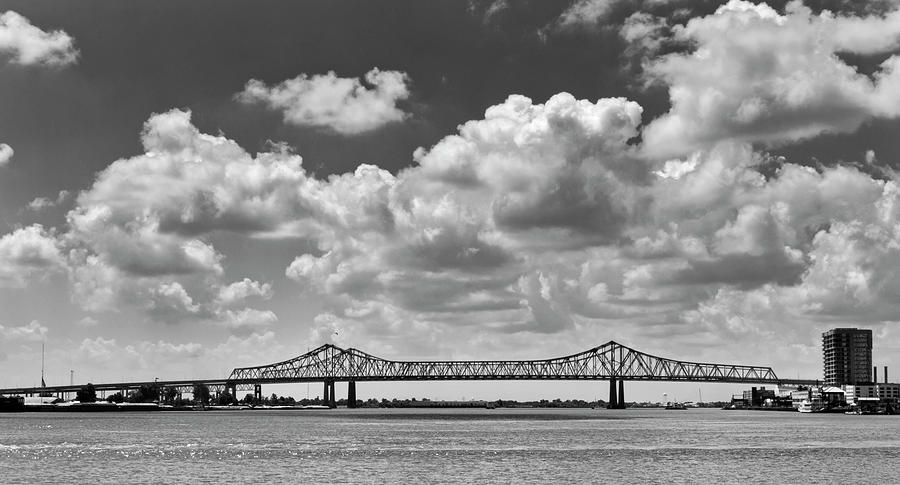 New Orleans Photograph - Crescent City Connection In Black and White by Greg and Chrystal Mimbs