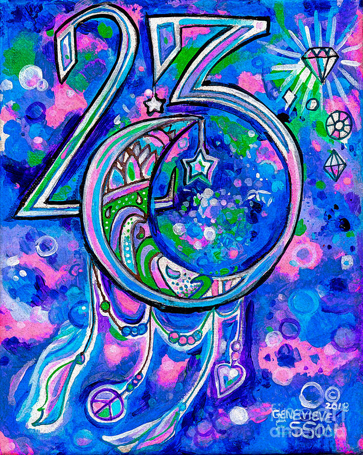 Crescent Moon 23 With Diamonds Painting by Genevieve Esson