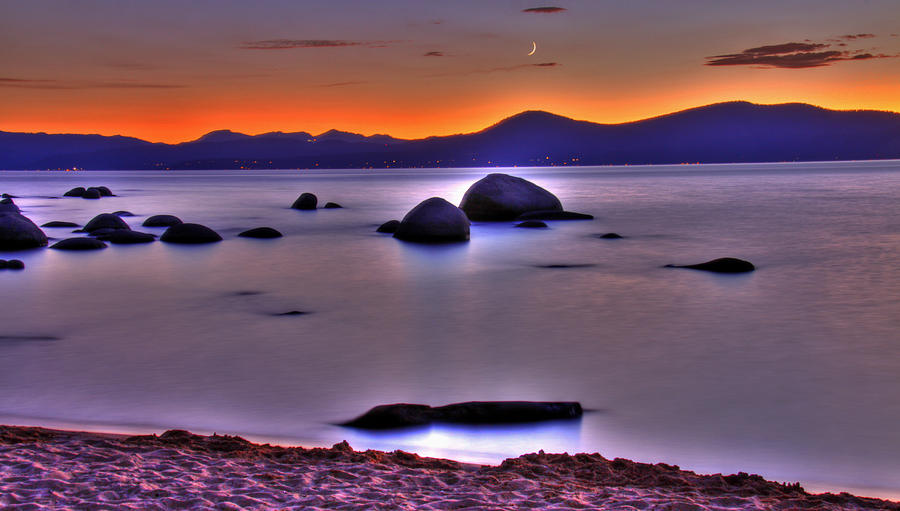 Crescent Moon Above Tahoe Photograph by Scott Mahon