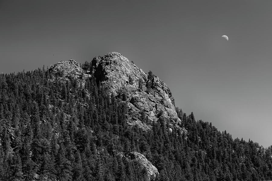 Crescent Moon And Buffalo Rock Photograph