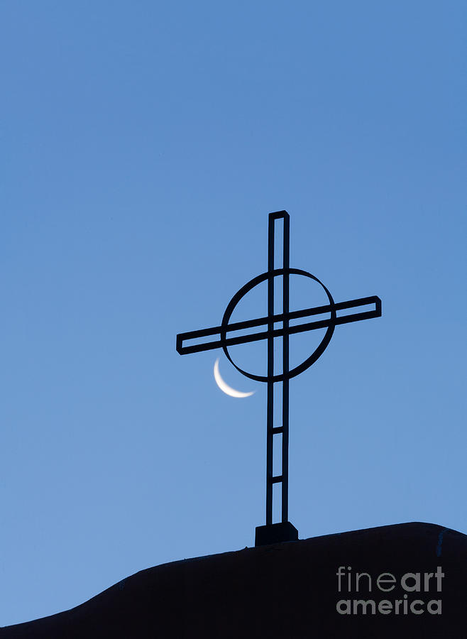 Crescent Moon and Cross Photograph by Patti Schulze