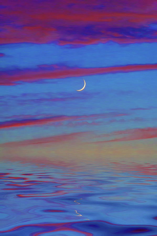 Crescent Moon At Sunset Photograph