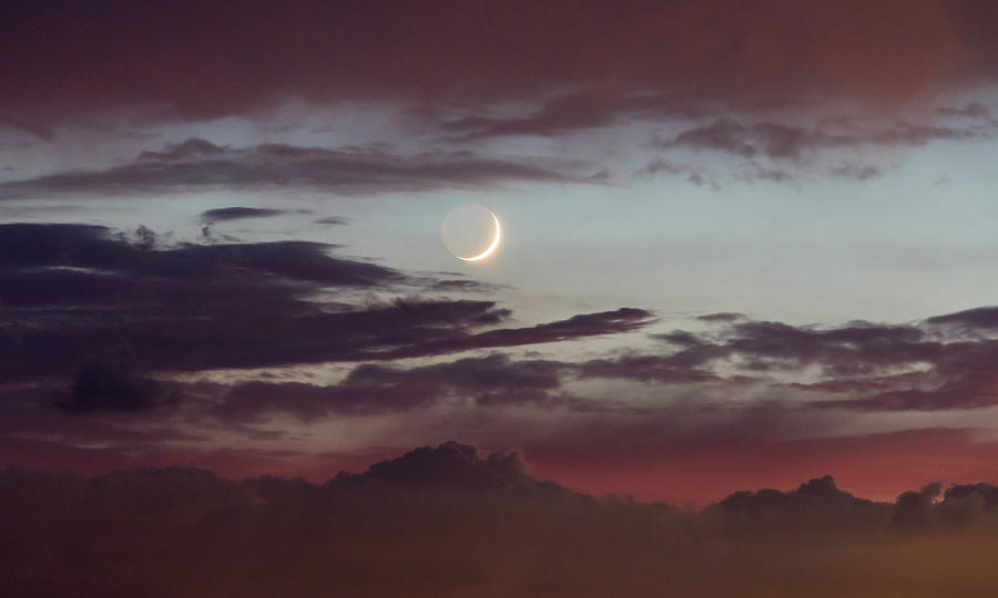 Crescent Moon at Sunset Photograph by M C Hood