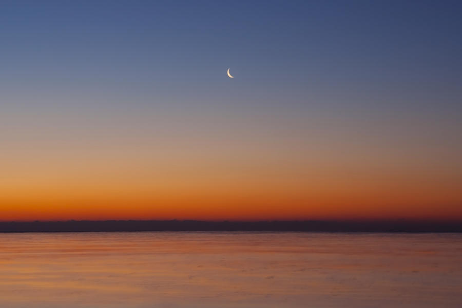Crescent Moon Dawn closer Photograph by Sven Brogren