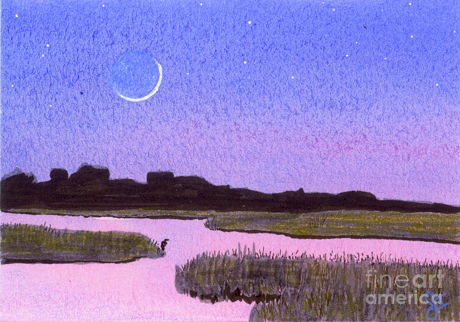Crescent Moon Marsh Painting by Jackie Irwin