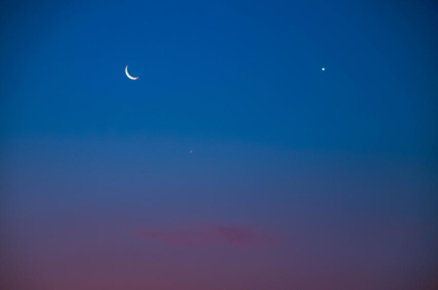 Crescent Moon Mercury And Venus Photograph
