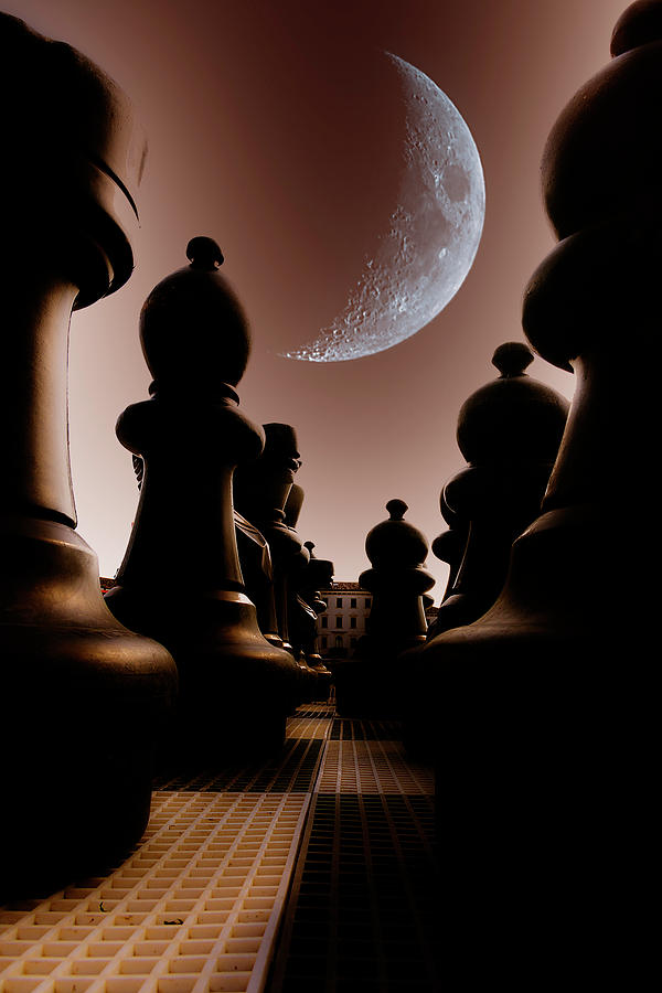 Crescent moon over chess game Photograph by Wolfgang Stocker