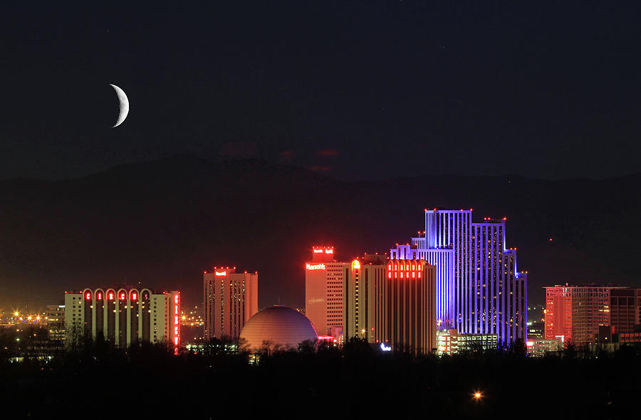 Crescent Moon Over Reno Photograph by Donna Kennedy