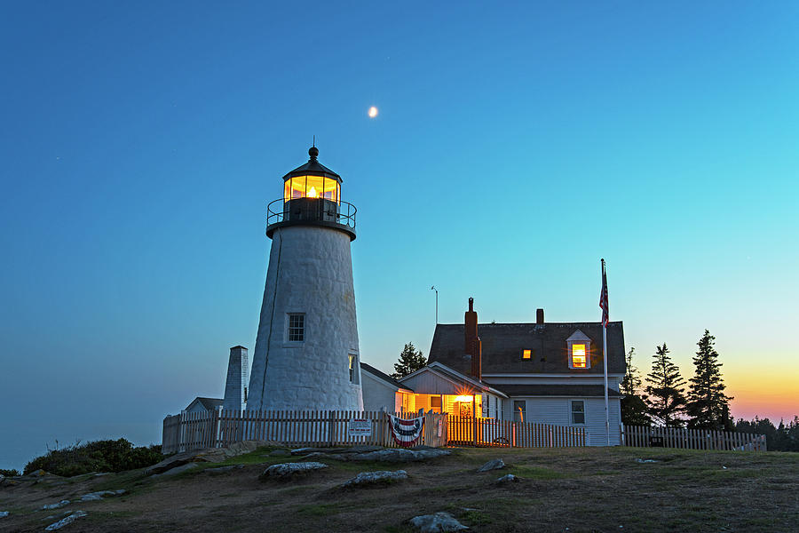 Crescent Moon over the Pemaquid Point Lighthouse Pemaquid ME Photograph ...