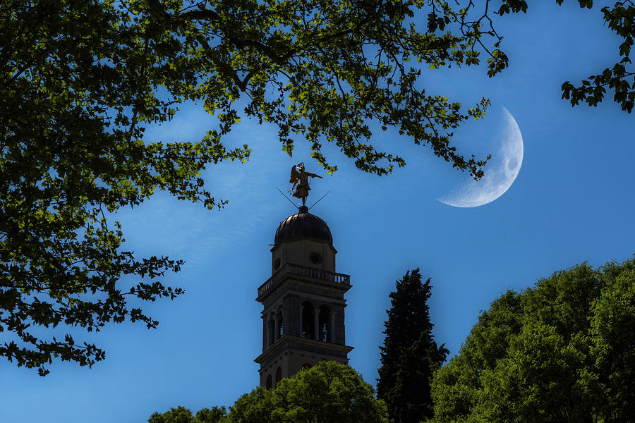 Crescent Moon over Udine Photograph by Wolfgang Stocker
