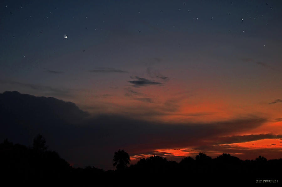 Crescent Moon Sunset Photograph by Ken Figurski