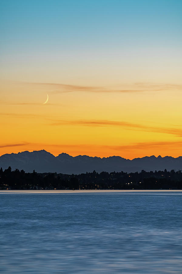 Crescent Moon Sunset Photograph by Ken Stanback