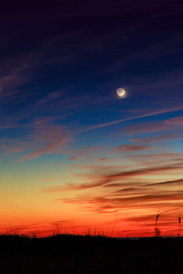 Crescent Moon Sunset Photograph by Nick Noble