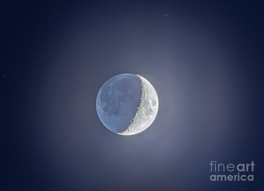 Space Photograph - Crescent Moon With Earthshine by Alan Dyer