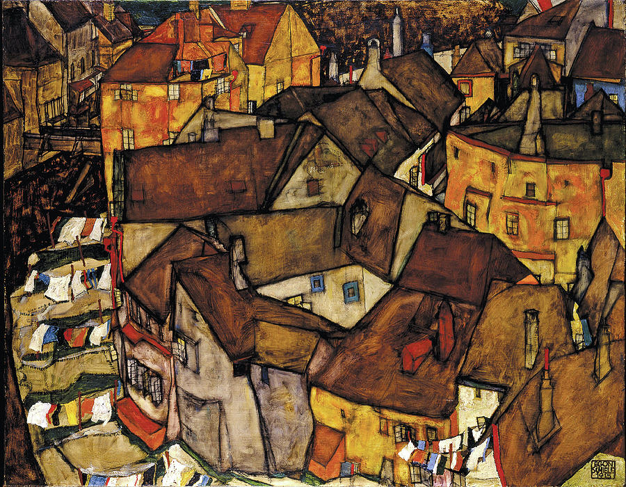 Schiele Painting - Crescent of Houses by Egon Schiele