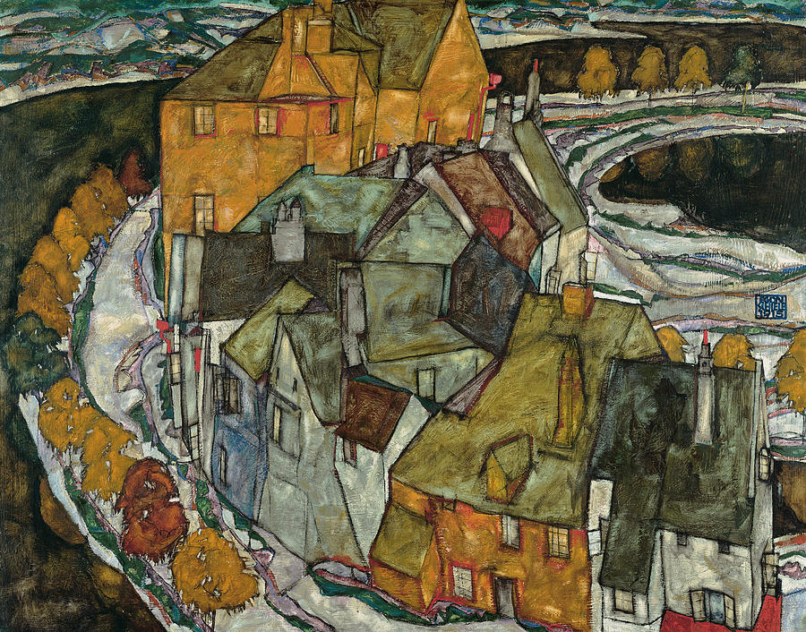 Crescent of Houses II  Painting by Egon Schiele