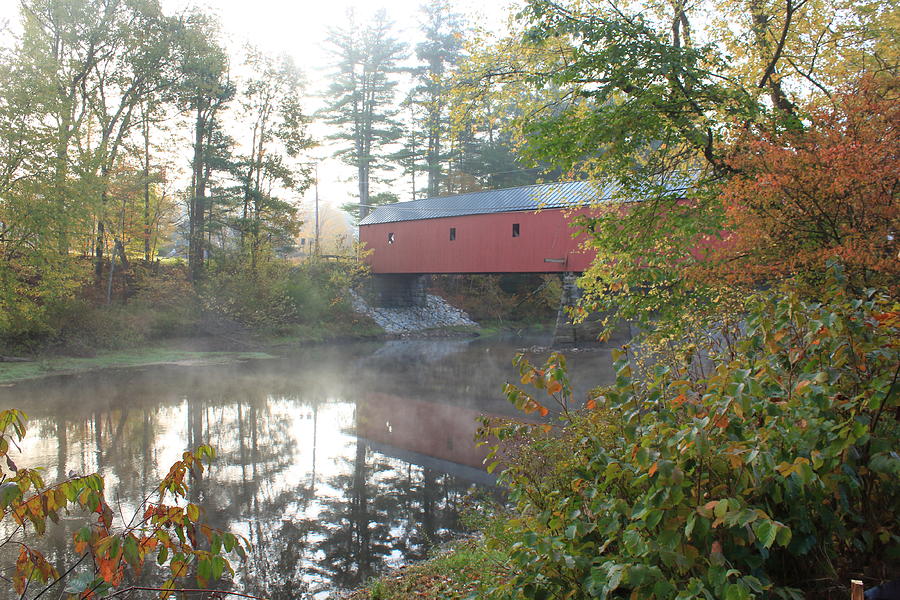 Cresson Covered Bridge Autumn Morning Photograph by John Burk