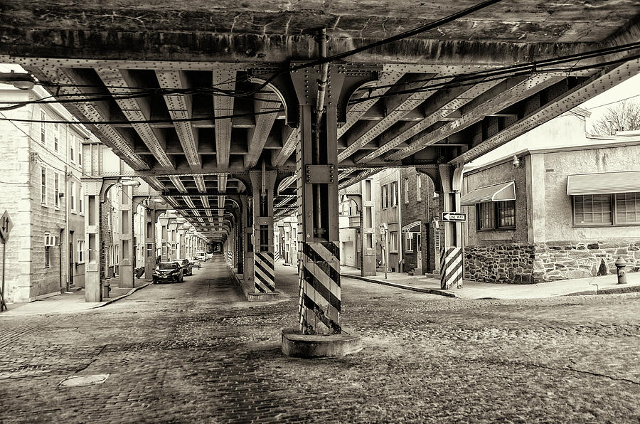 Cresson Street Elevated Railroad in Sepia Photograph by Bill Cannon