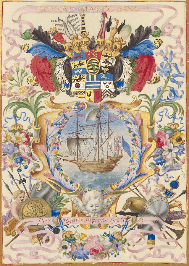 Crest - Coat Of Arms - Prince - Princess - Duke - Duchess - Bernard Duc De Saxe Drawing