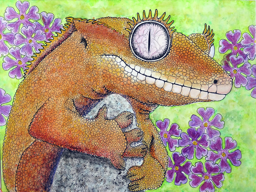 Crested Gecko Painting by Ande Hall