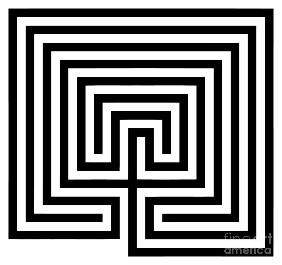 Cretan labyrinth black and white Digital Art by Heidi De Leeuw