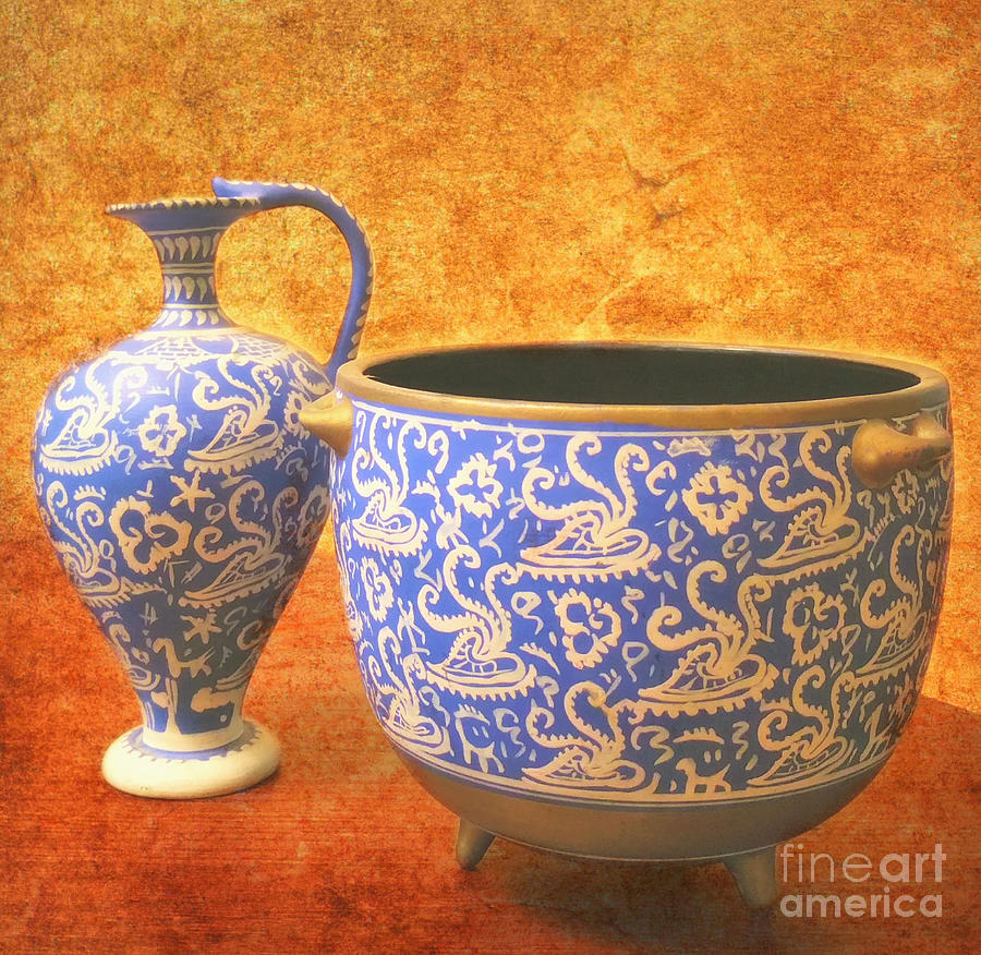 Crete Blue and Gold Jug And Bowl Photograph by Beth Ferris Sale