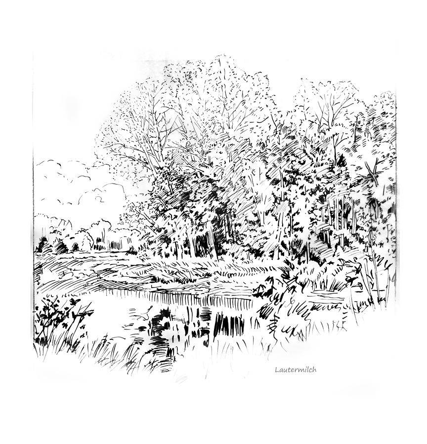 Creve Coeur Lake Drawing by John Lautermilch