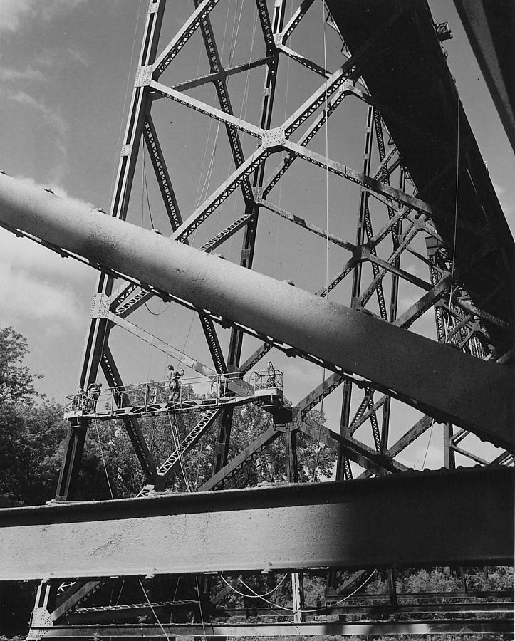 Crew Paints Boone Bridge - 1958 Photograph by Chicago and North Western Historical Society