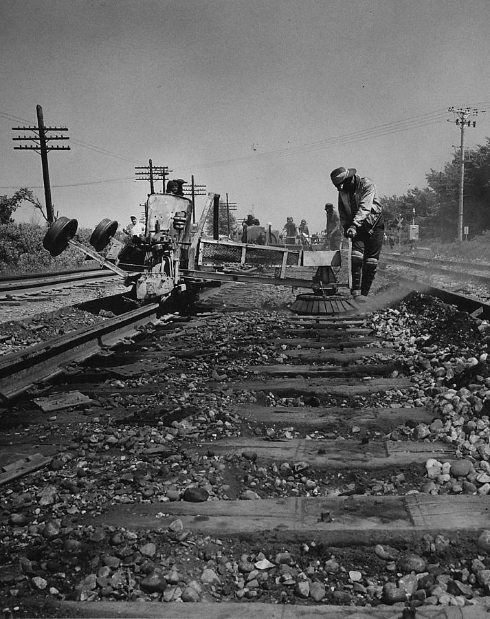 Crew Working on Rails - 1959 Photograph by Chicago and North Western Historical Society